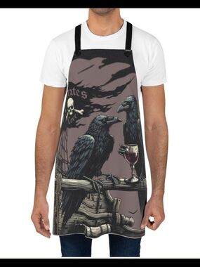 Pirate Raven Graphic Apron - Brown
